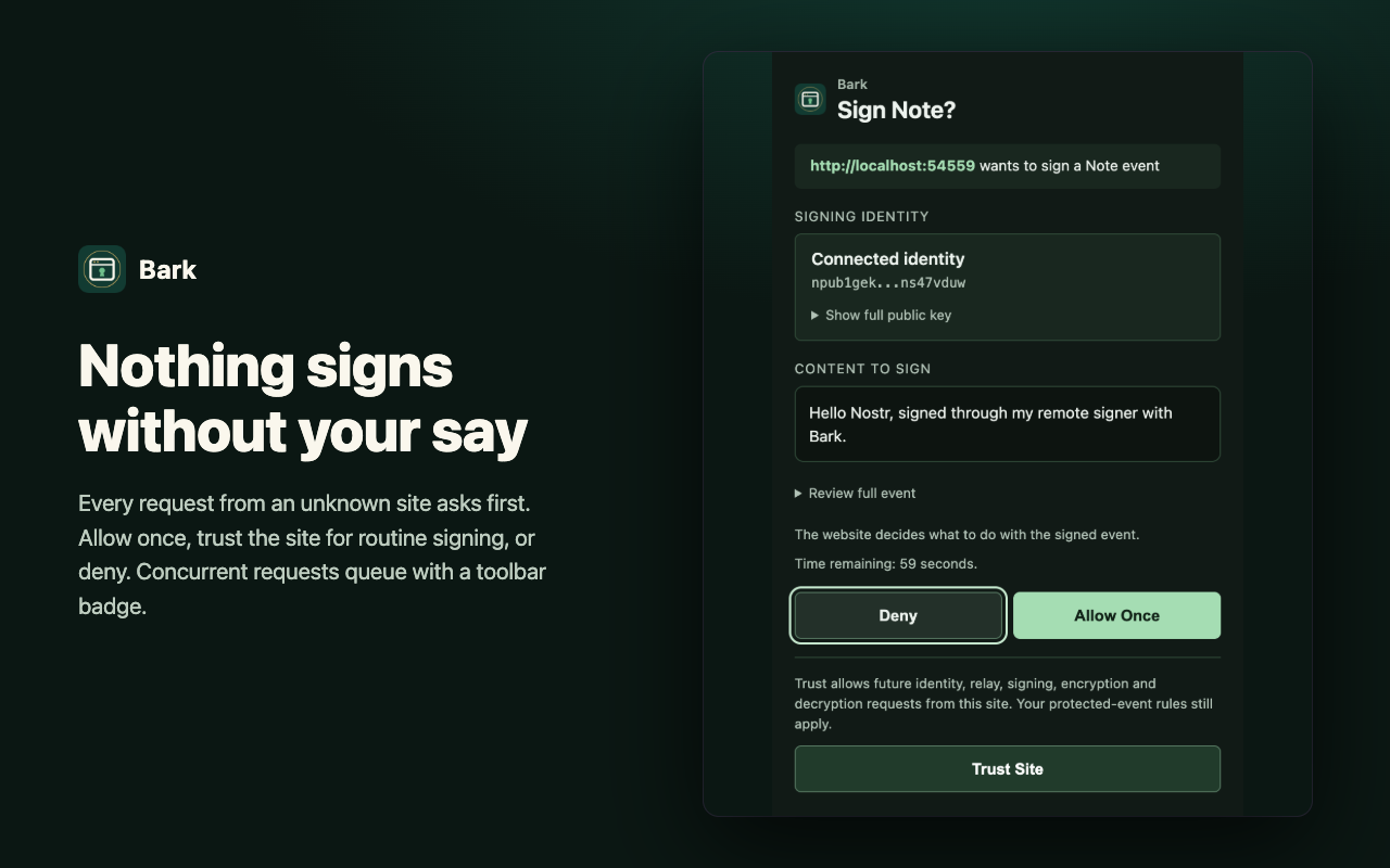 Approval window asking before signing