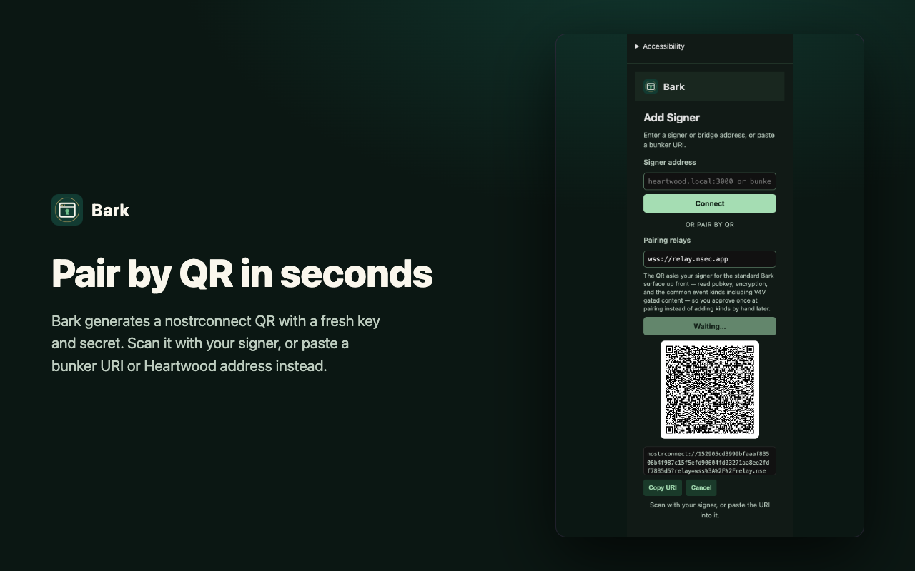 QR pairing with nostrconnect